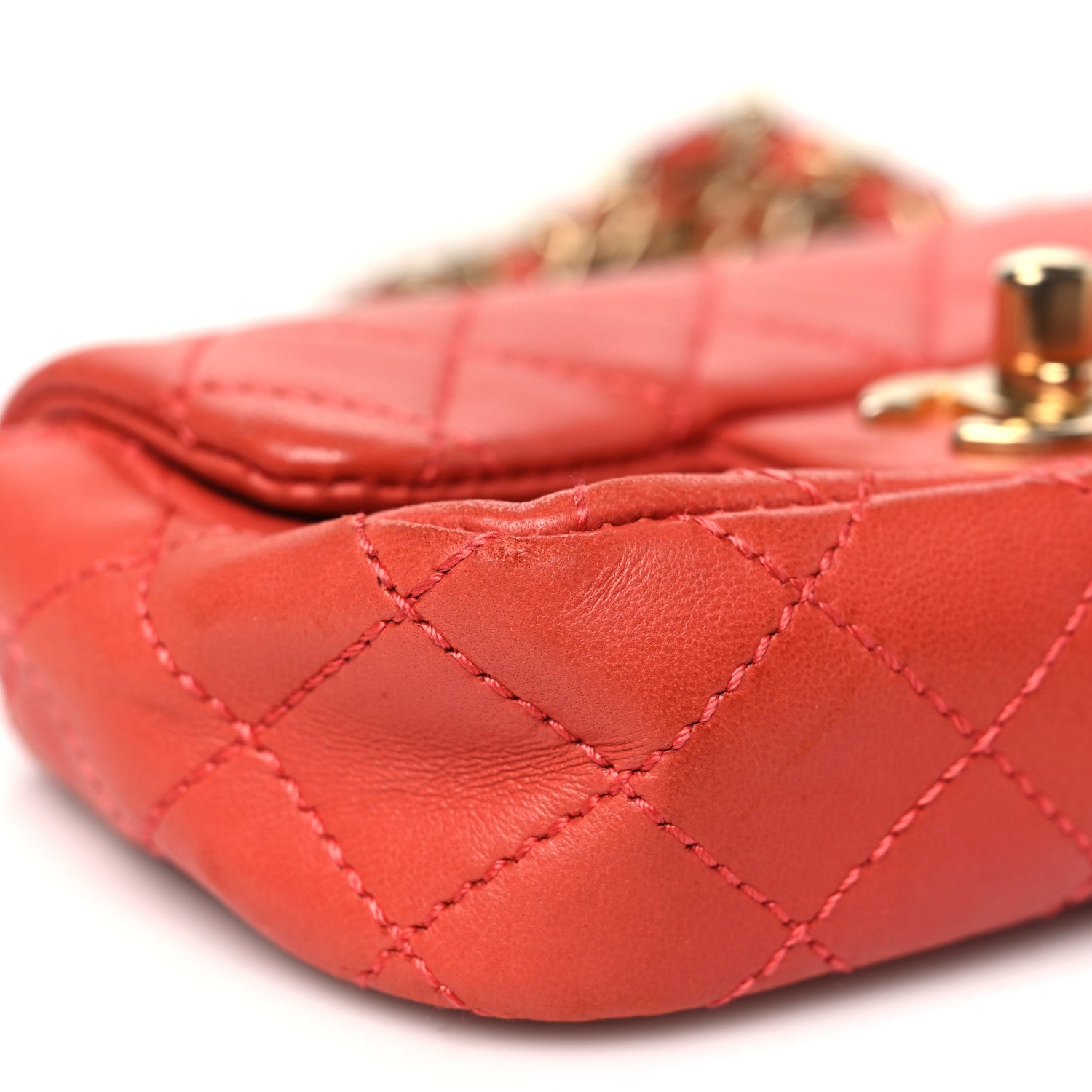 Chanel Lambskin Quilted Extra Mini Cruise Charm Flap Coral 9 of 11
