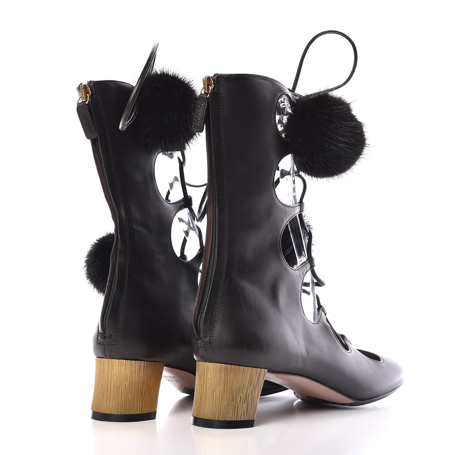 Gucci Calfskin Heloise Lace Up Ankle Boots 37.5 Black 4 of 7