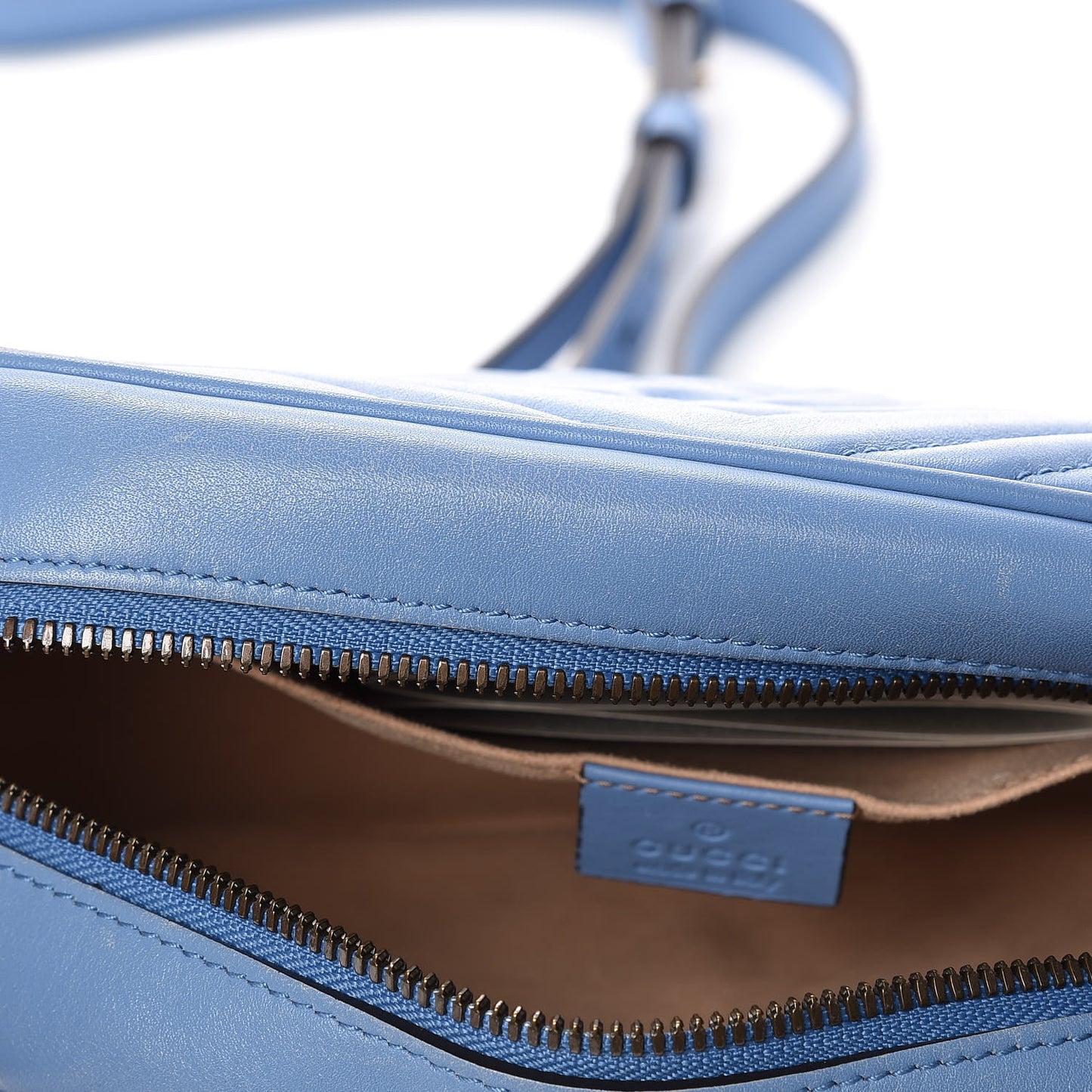 Calfskin Matelasse Small GG Marmont Chain Shoulder Bag Clear Sky Blue