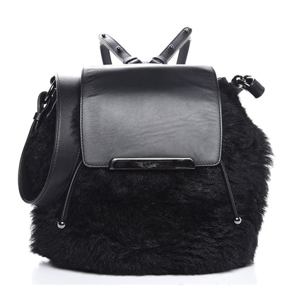 Christian Louboutin Calfskin Shearling Lucky L Bucket Backpack Black 1 of 8