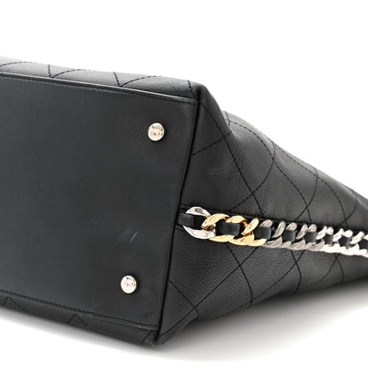 Chanel Calfskin Stitched Large Button Up Hobo Black 10 of 10