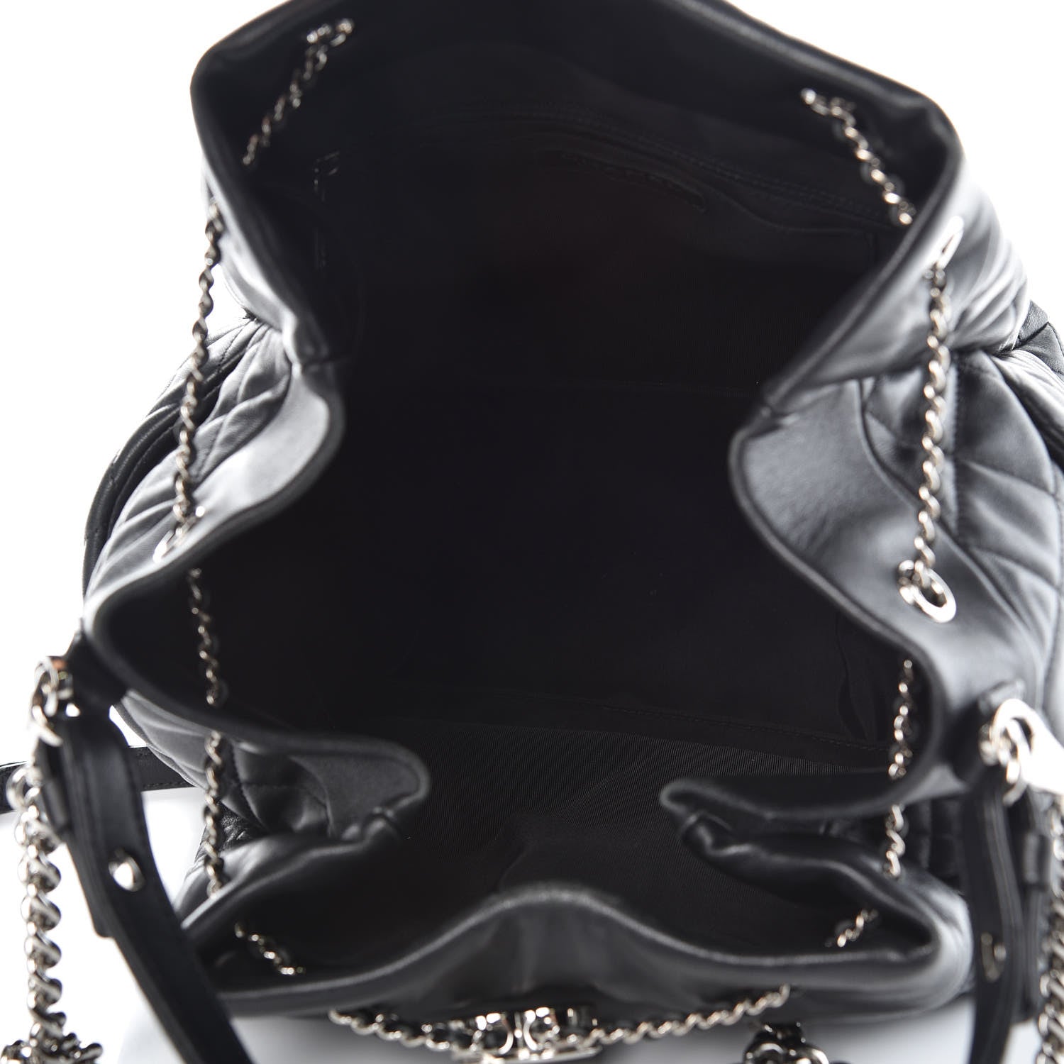 Chanel Lambskin Quilted CC Chain Bucket Bag Black 5 of 14