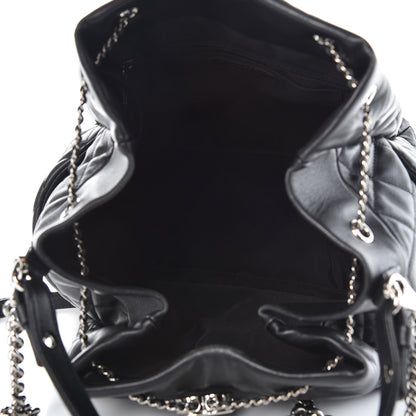 Chanel Lambskin Quilted CC Chain Bucket Bag Black 5 of 14