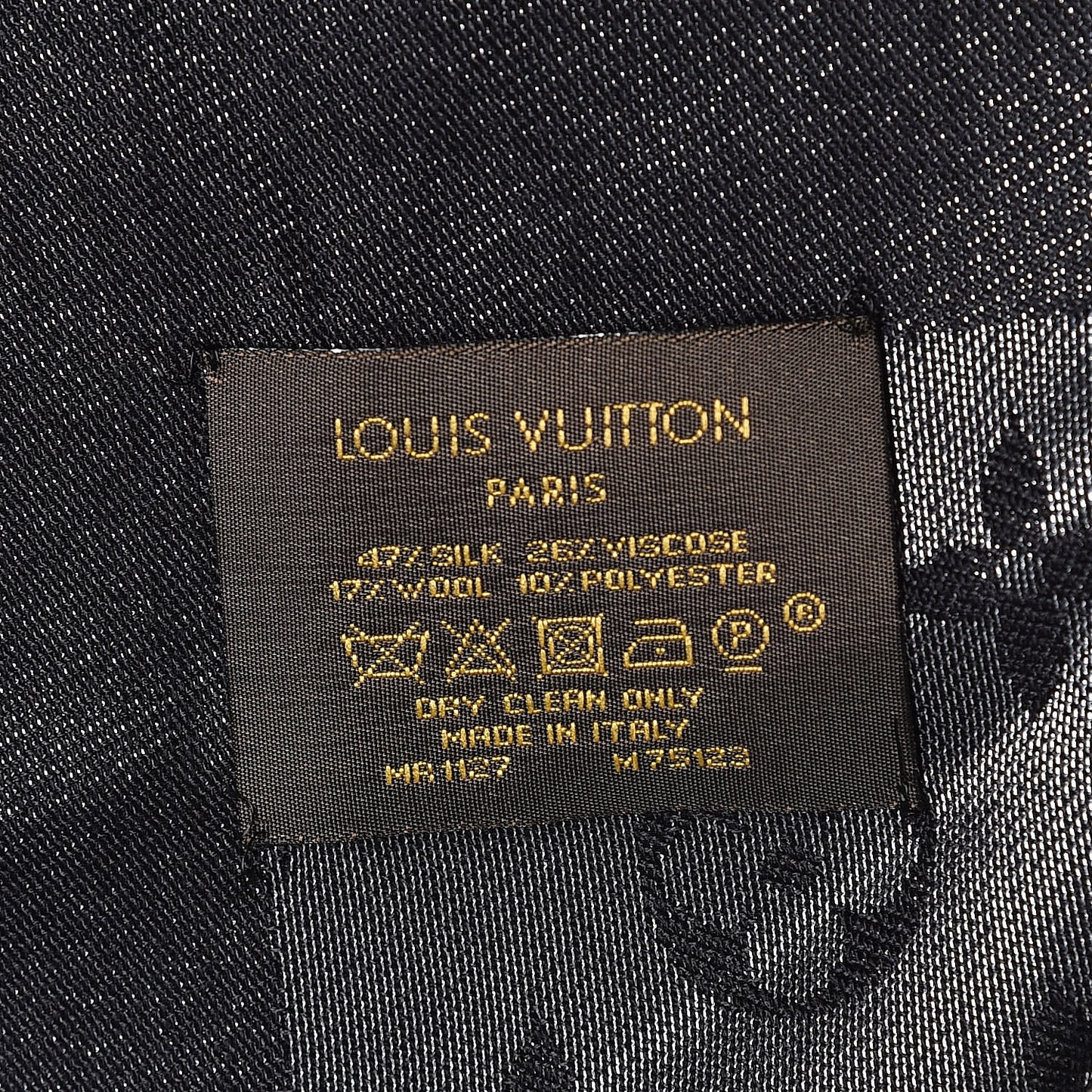 Silk Lurex Wool Monogram Shine Shawl Black