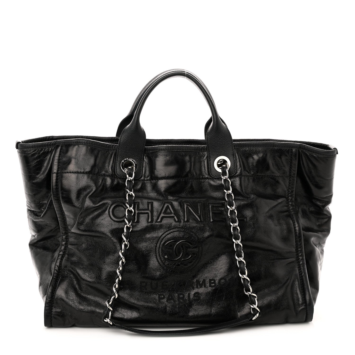 Chanel Glazed Calfskin Medium Deauville Tote Black 1 of 10