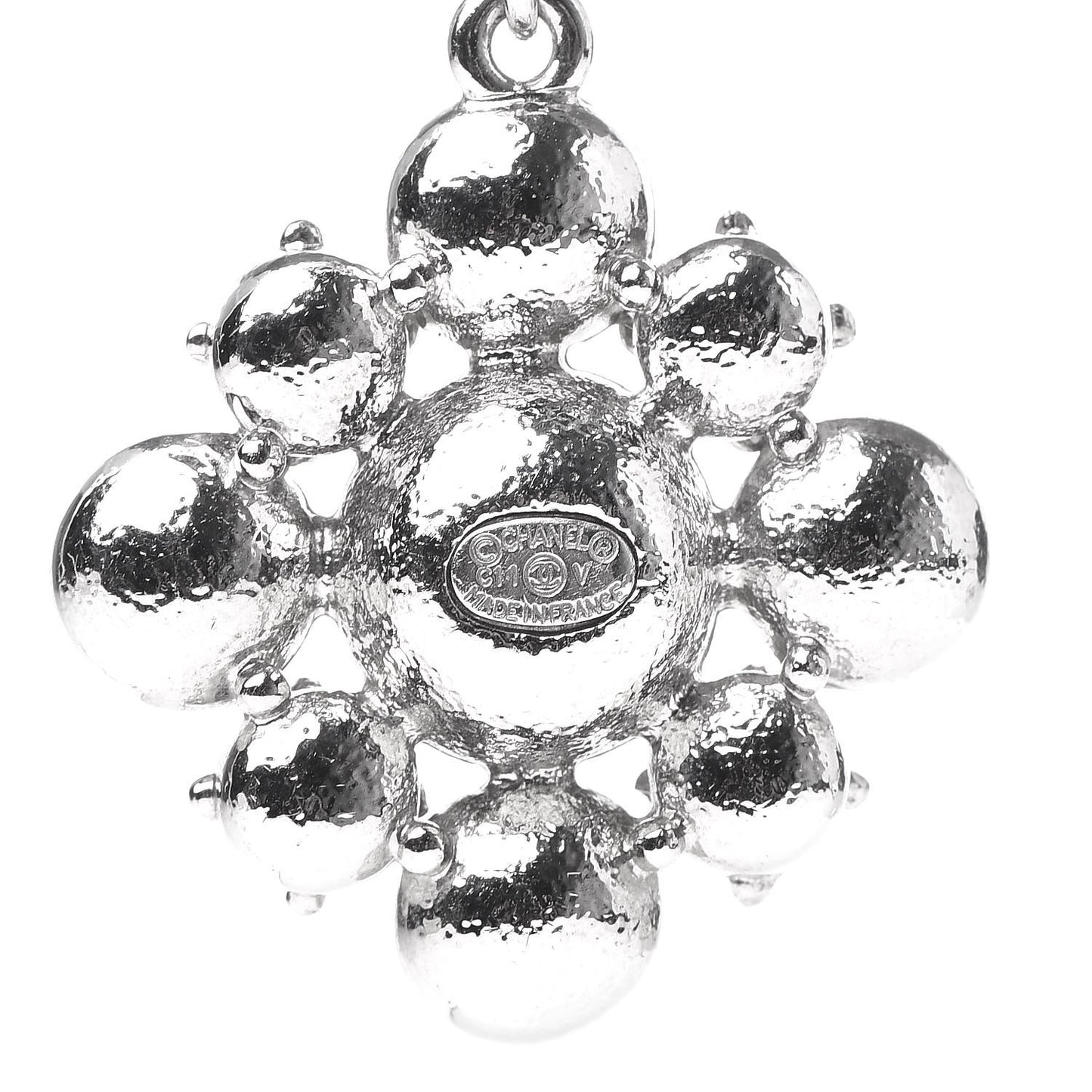 Crystal CC Dangle Earrings Silver