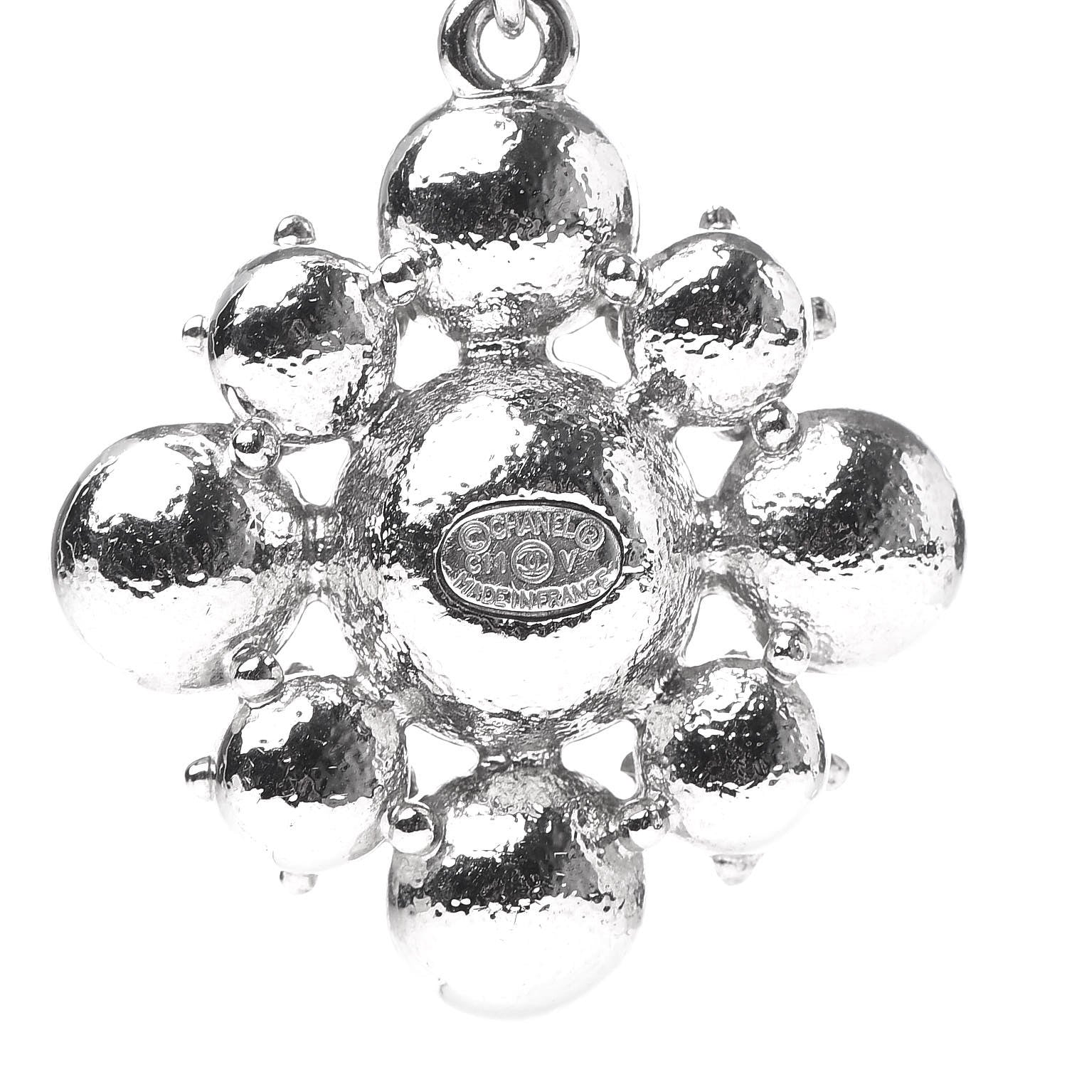Chanel Crystal CC Dangle Earrings Silver 4 of 6