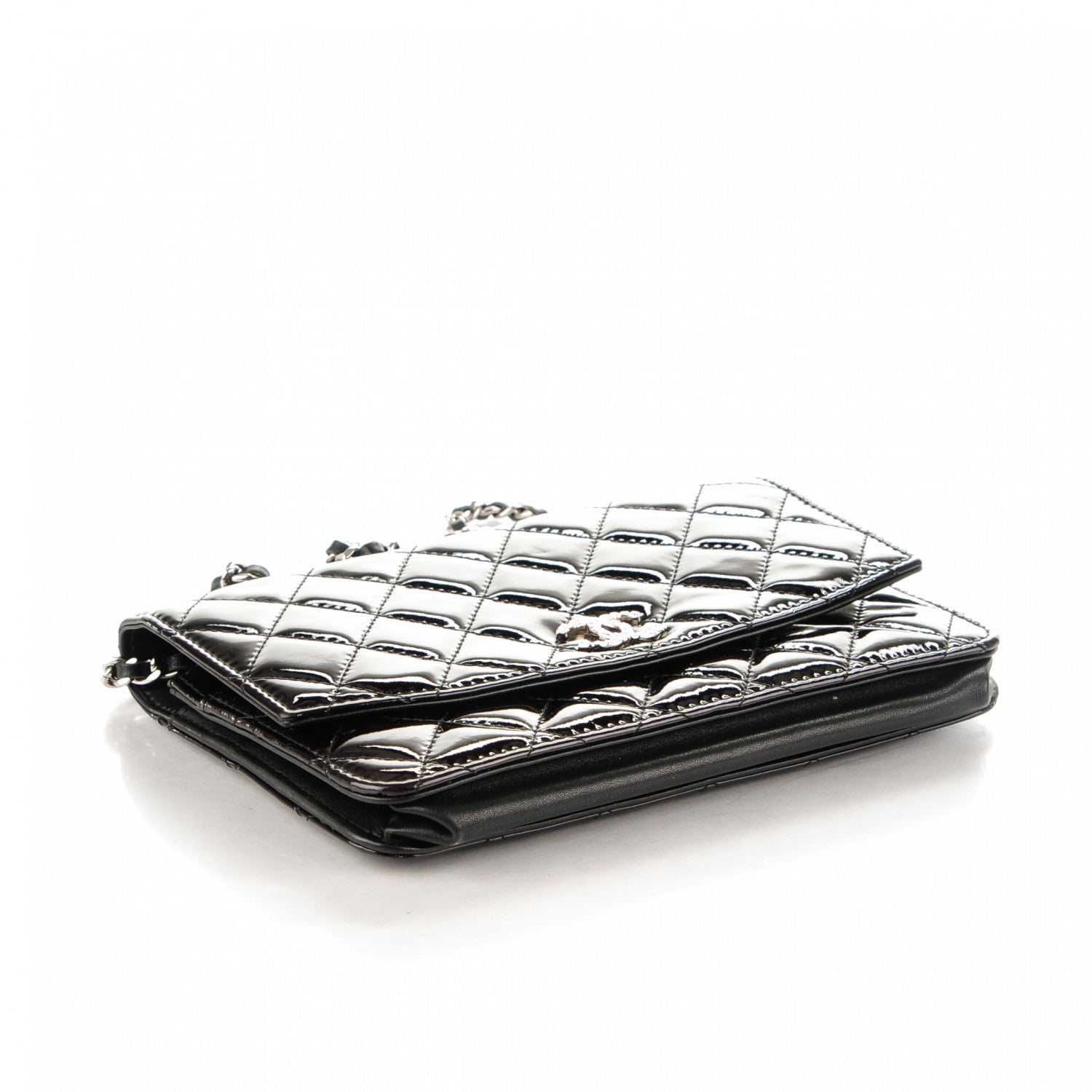 Chanel Patent Quilted Brilliant Wallet On Chain WOC Black 4 of 8