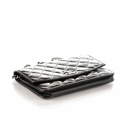 Chanel Patent Quilted Brilliant Wallet On Chain WOC Black 4 of 8