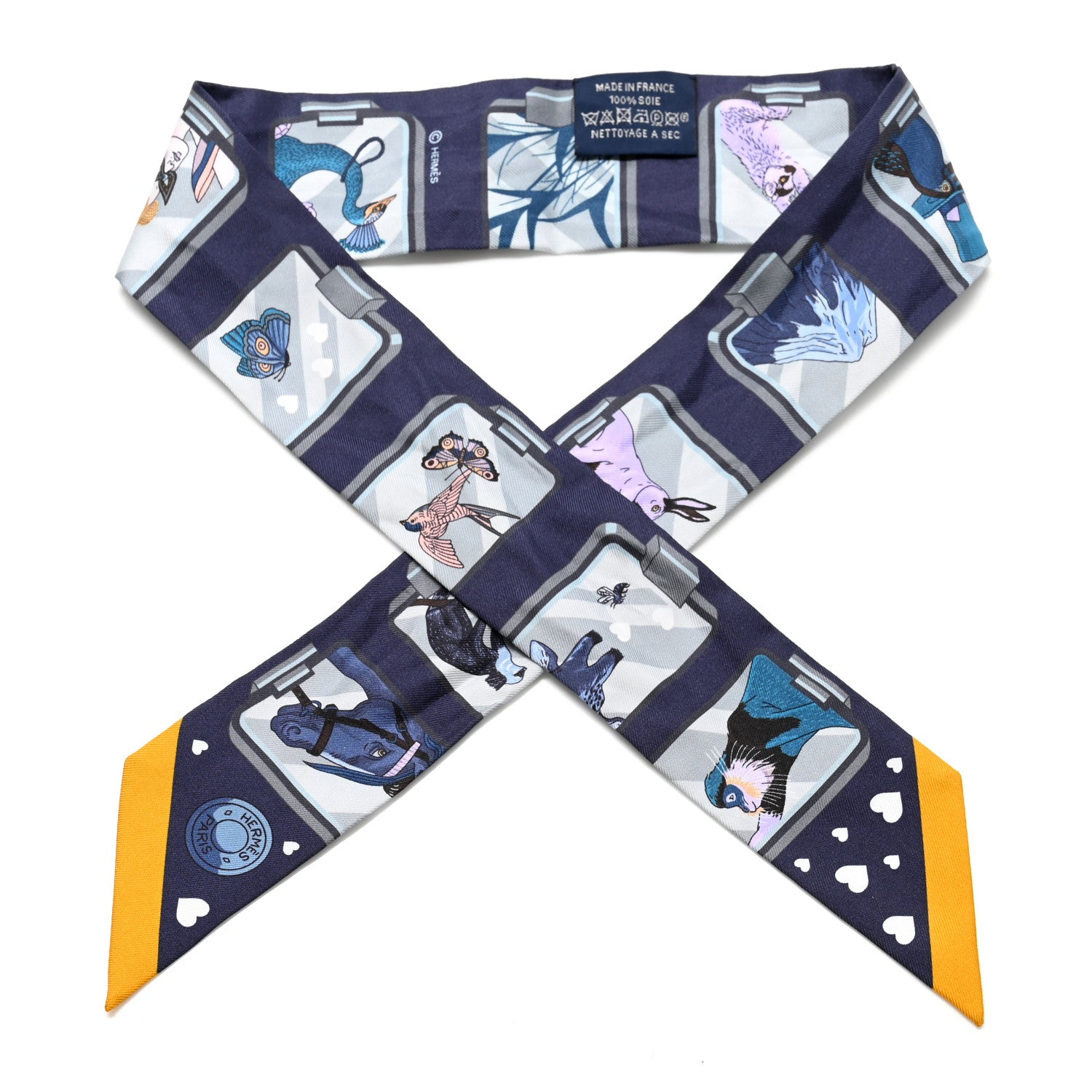 Hermes Silk Story Twilly Marine Gris Gold 1 of 5