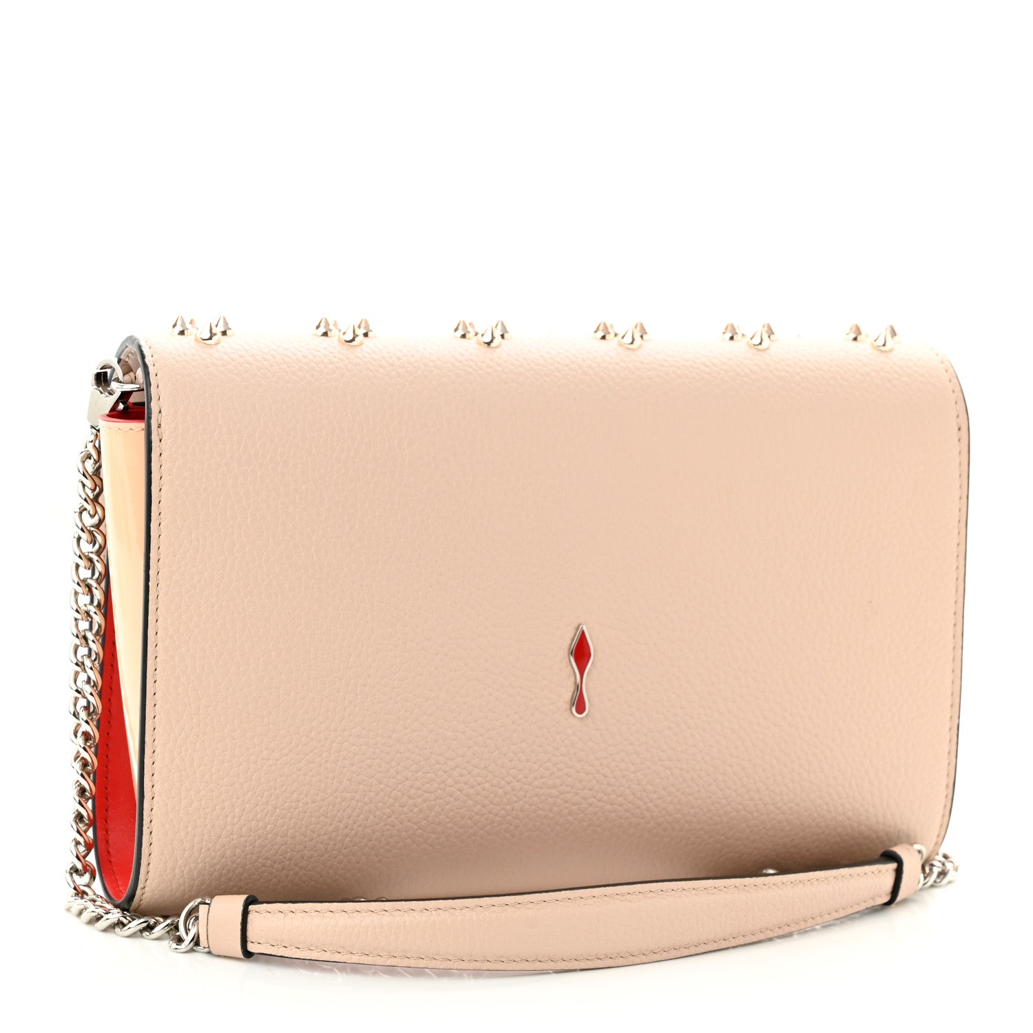 Christian Louboutin Calfskin Spikes Loubinthesky Paloma Clutch Ballerina 2 of 12