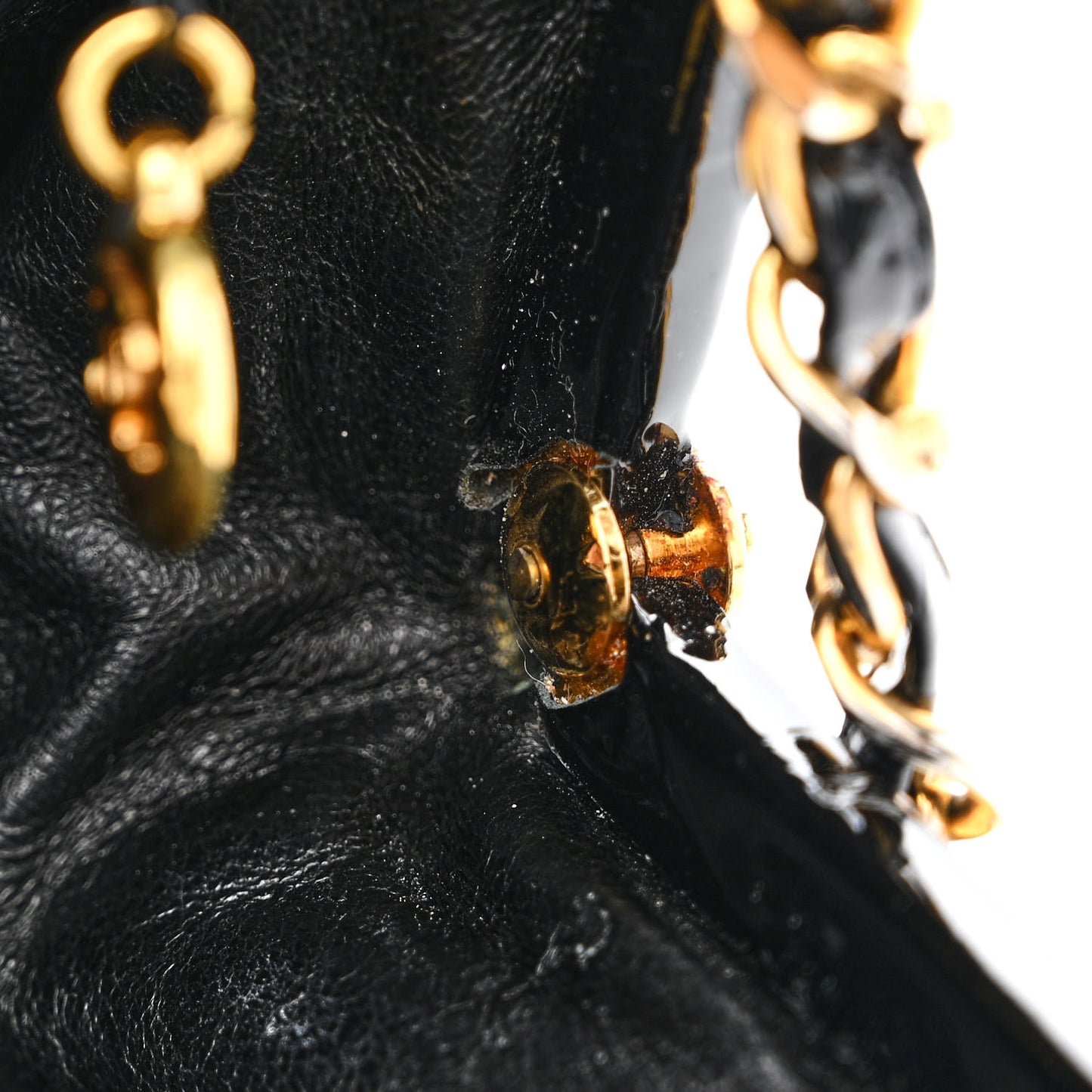 Patent Quilted Frame Evening Bag Black