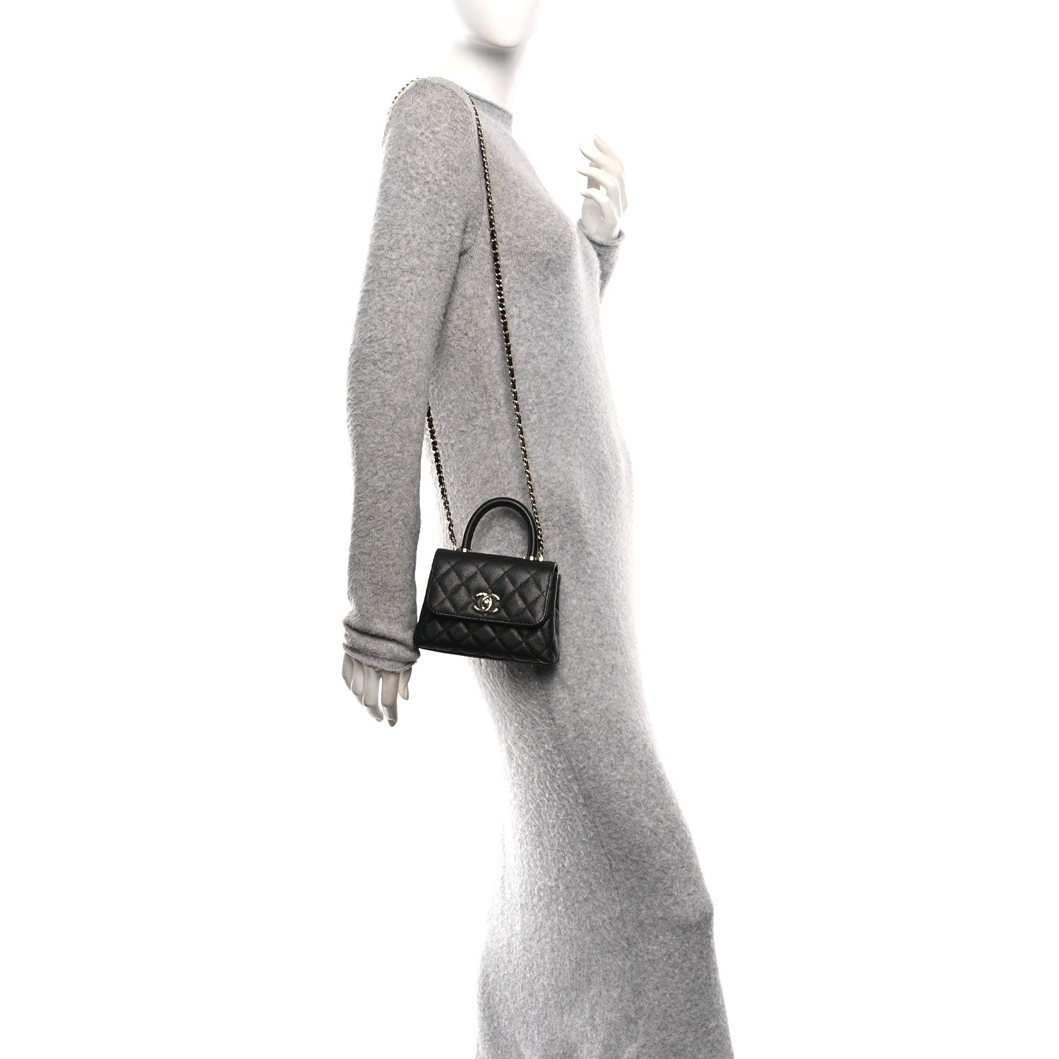 Chanel Caviar Quilted Coco Handle Clutch With Chain Black 2 of 11