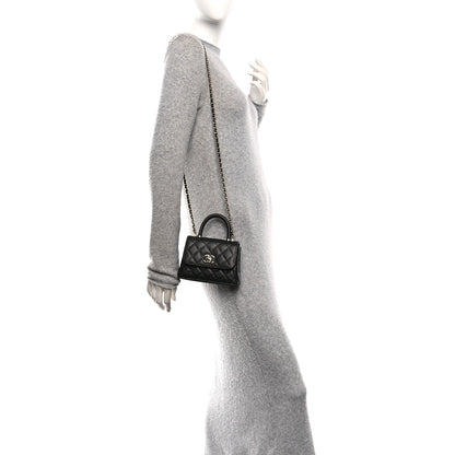 Chanel Caviar Quilted Coco Handle Clutch With Chain Black 2 of 11