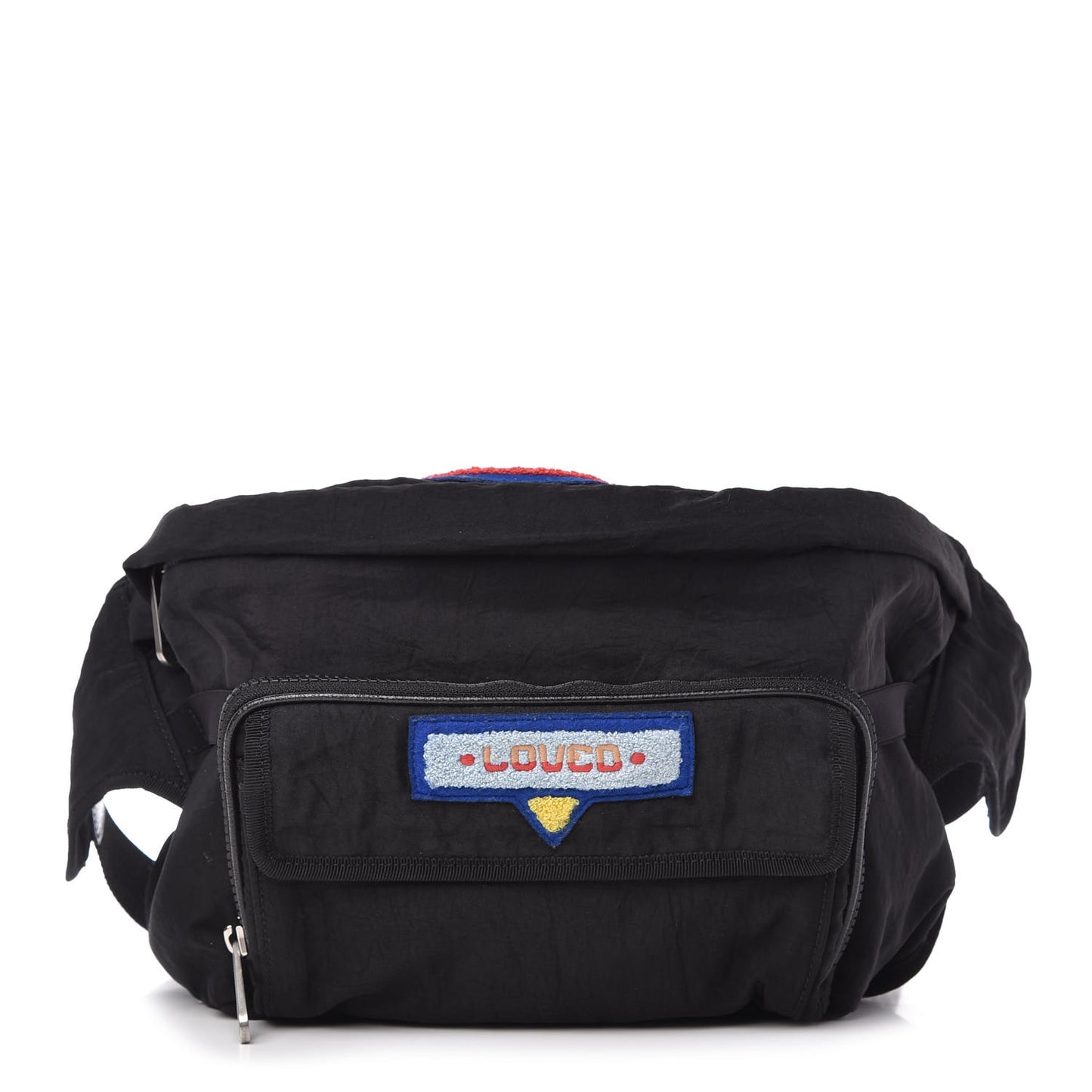 Nylon 80s Logo Patch Belt Bag Black
