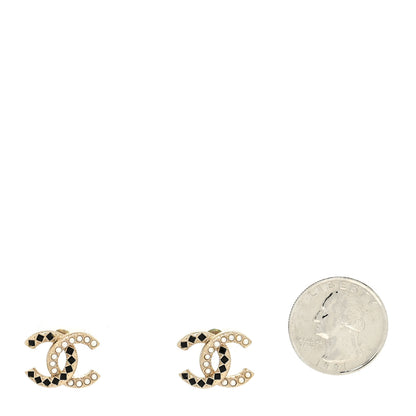 Chanel Resin Pearl CC Earrings Gold Black 2 of 4