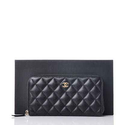 Chanel Caviar Quilted Large Gusset Zip Around Wallet Black 9 of 9
