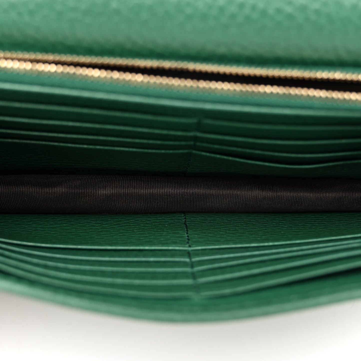 Dollar Calfskin Interlocking G Chain Wallet Emerald