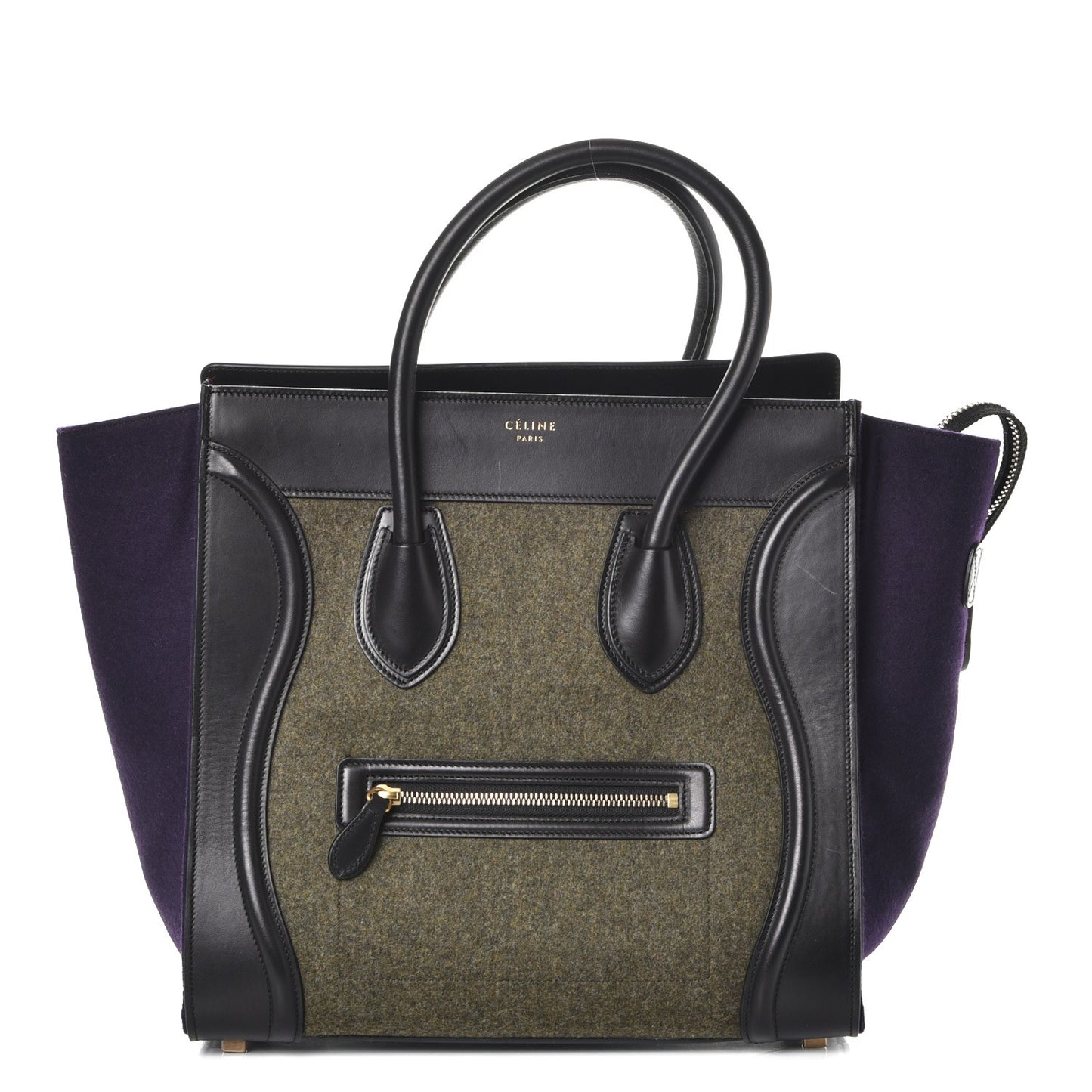 Smooth Calfskin Felt Mini Tri-Color Luggage Khaki