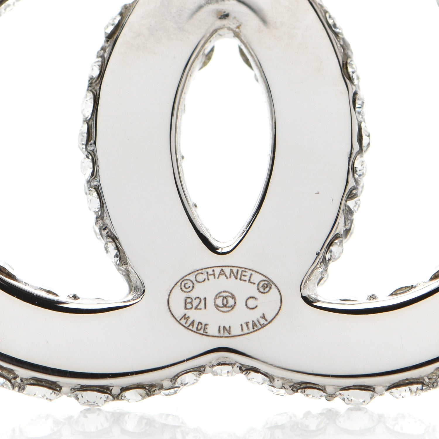 Chanel Crystal CC Earrings Silver 4 of 5