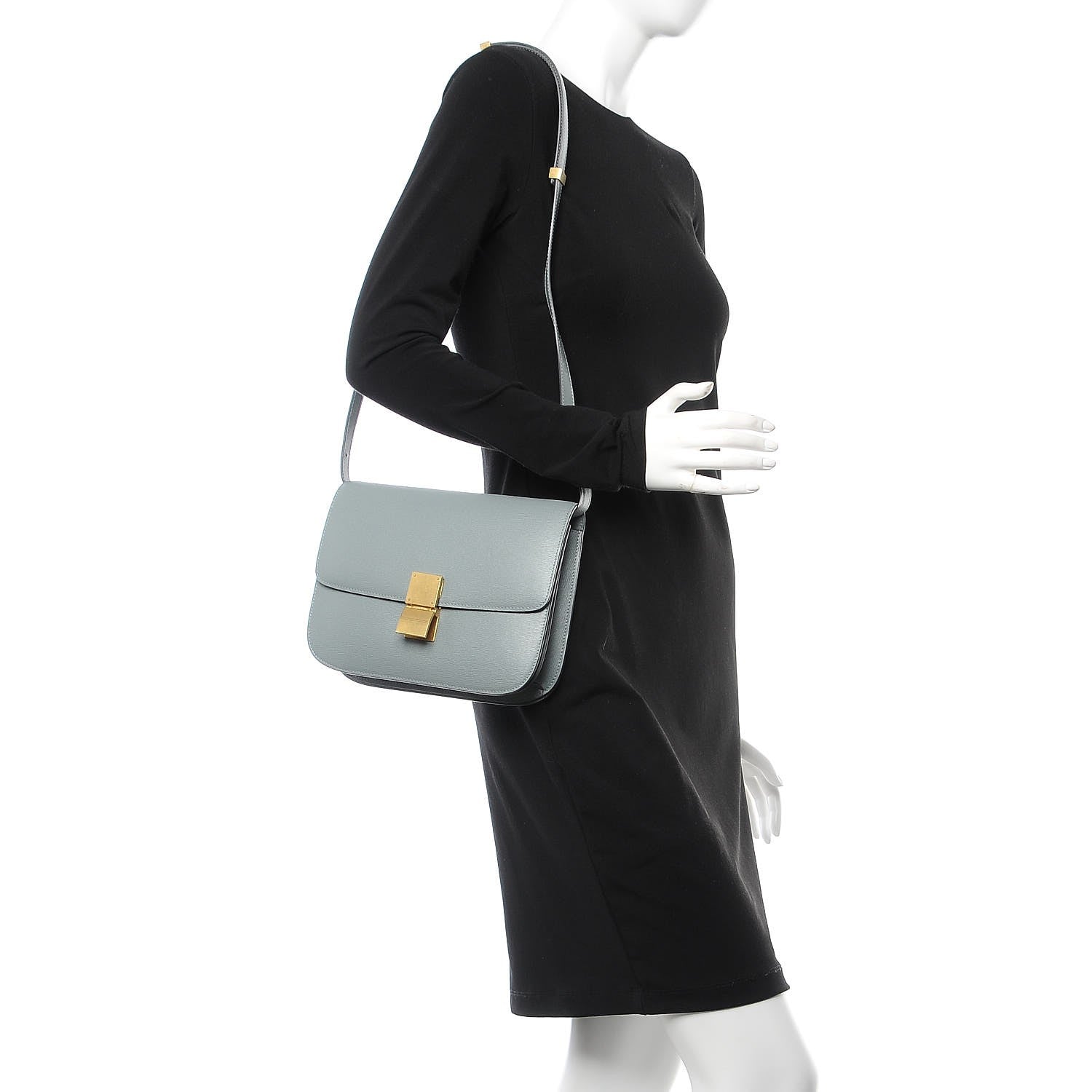 Celine Liege Calfskin Medium Classic Box Flap Bag Storm 2 of 7