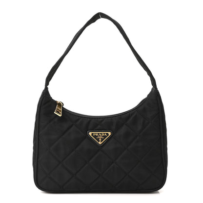 Prada Tessuto Nylon Stitched Shoulder Bag Black 1 of 11