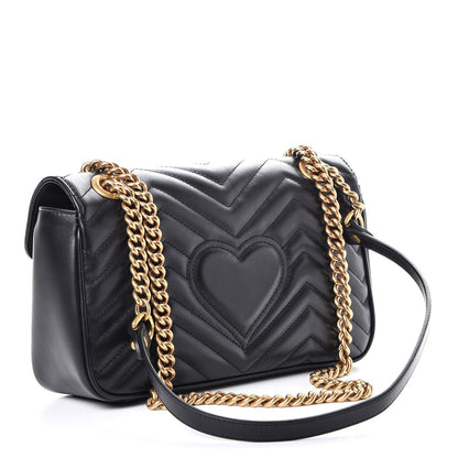 Gucci Calfskin Matelasse Small GG Marmont Shoulder Bag Black 3 of 7