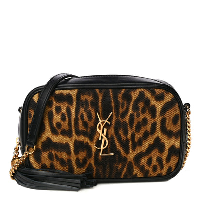 Saint Laurent Canvas Calfskin Leopard Print Monogram Mini Lou Camera Bag Brown 1 of 10