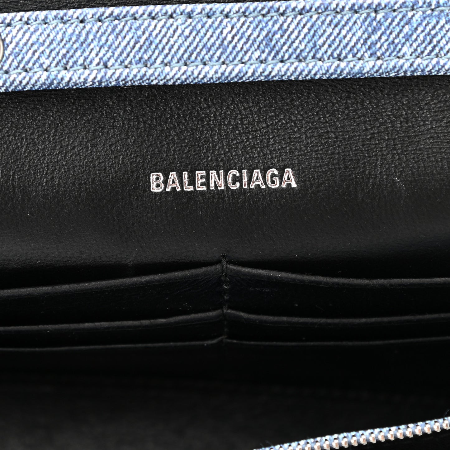 Nappa Denim Printed Hourglass Chain Bag Denim Blue