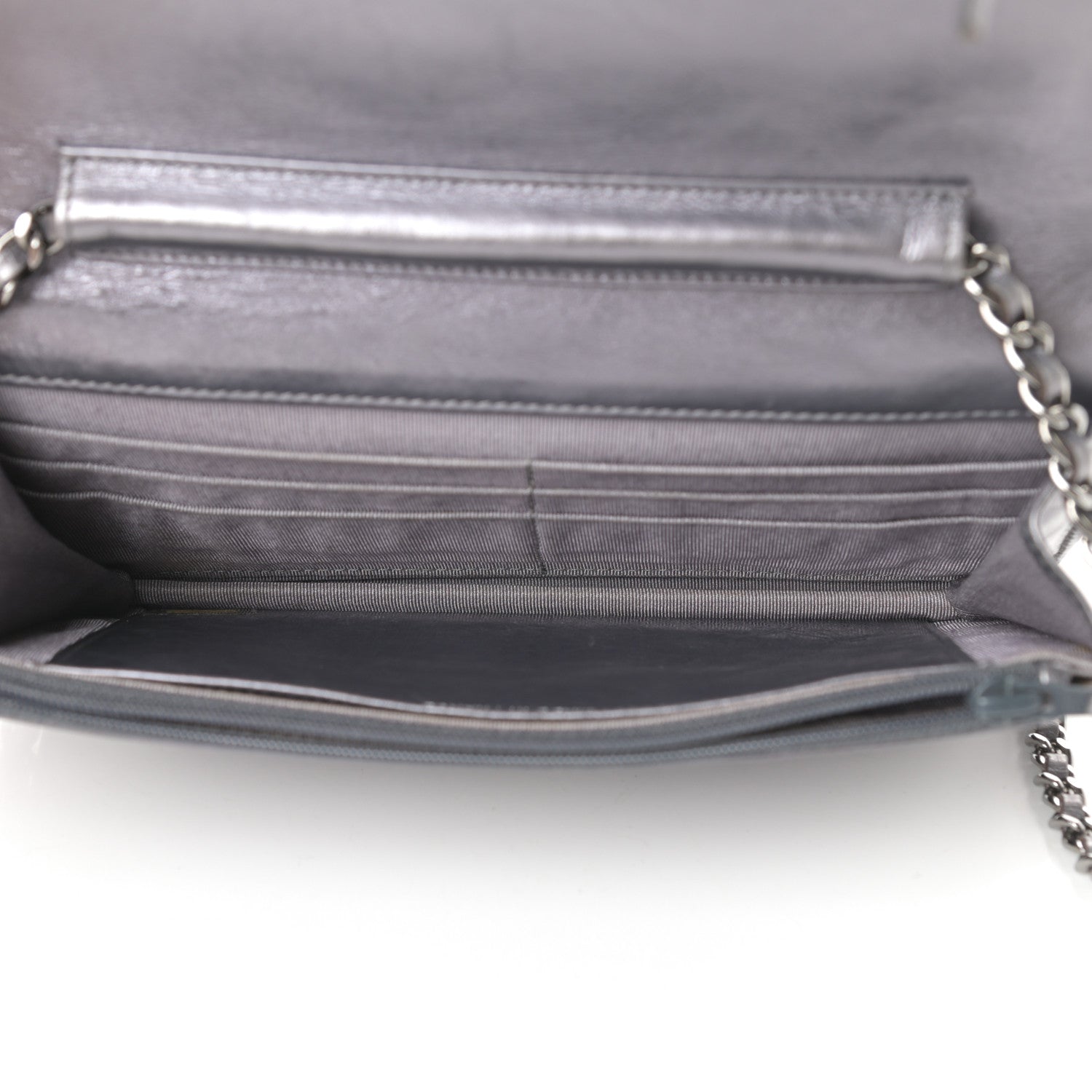 Chanel Metallic Aged Calfskin Quilted Reissue Wallet On Chain WOC Dark Silver 5 of 17