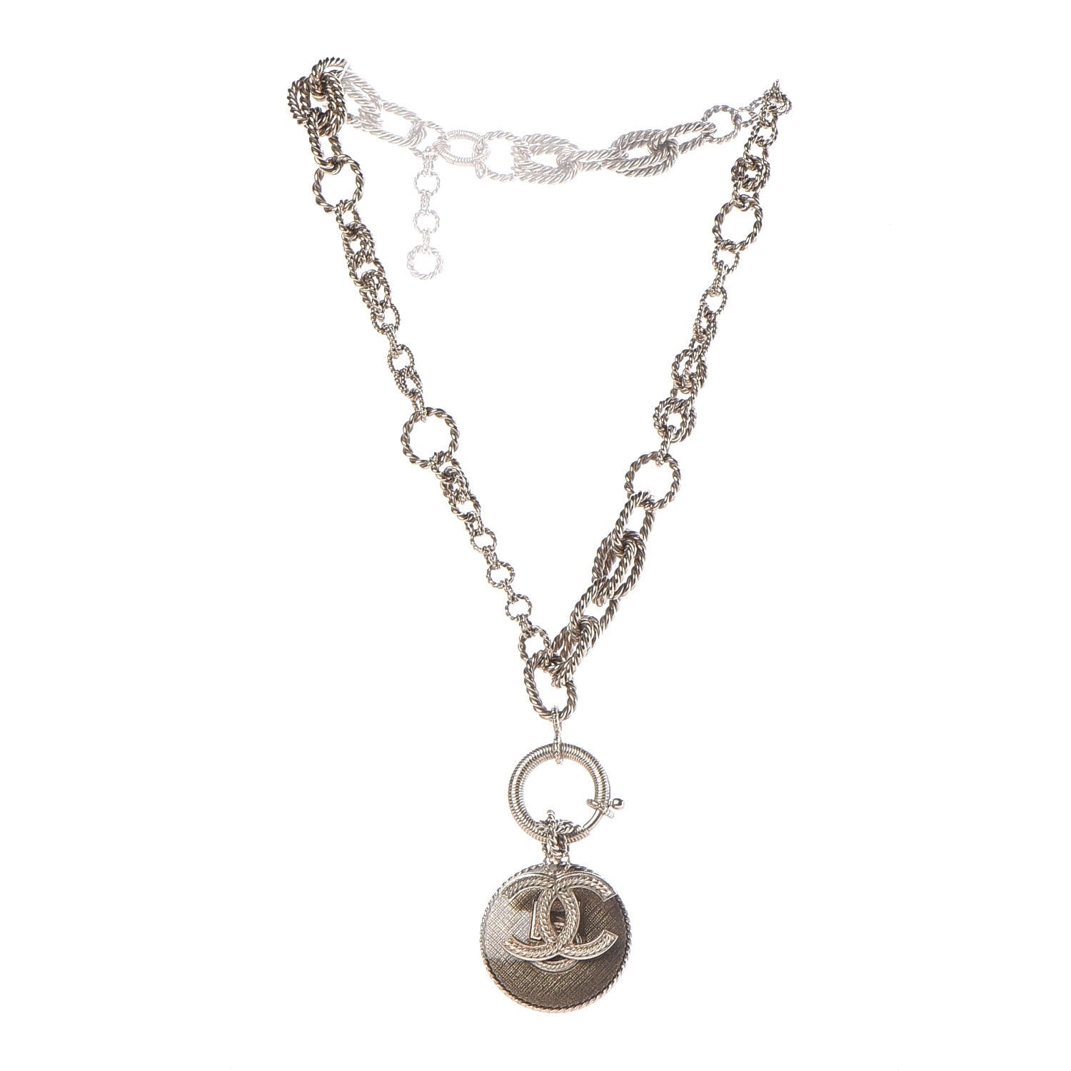 Chanel Twisted Chain CC Pendant Necklace Gold 3 of 6