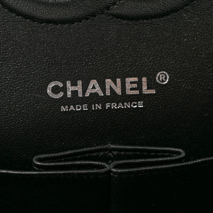 Chanel Canvas Floral Printed Quilted Medium Double Flap Black White 5 of 8