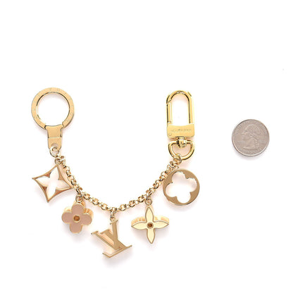 Louis Vuitton Brass Enamel Fleur De Monogram Bag Charm Chain Gold 2 of 2