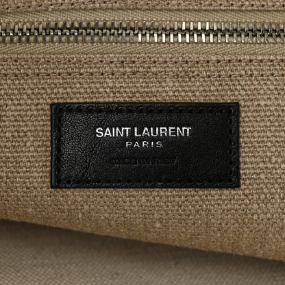 Saint Laurent Linen Calfskin Small Rive Gauche Tote Greggio Natural 6 of 11