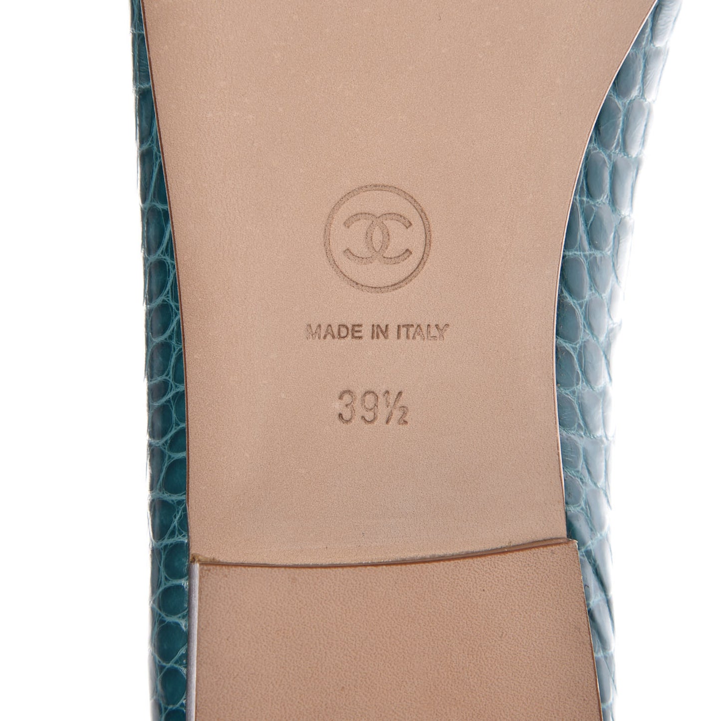 Alligator CC Cap Toe Ballerina Flats 39.5 Turquoise