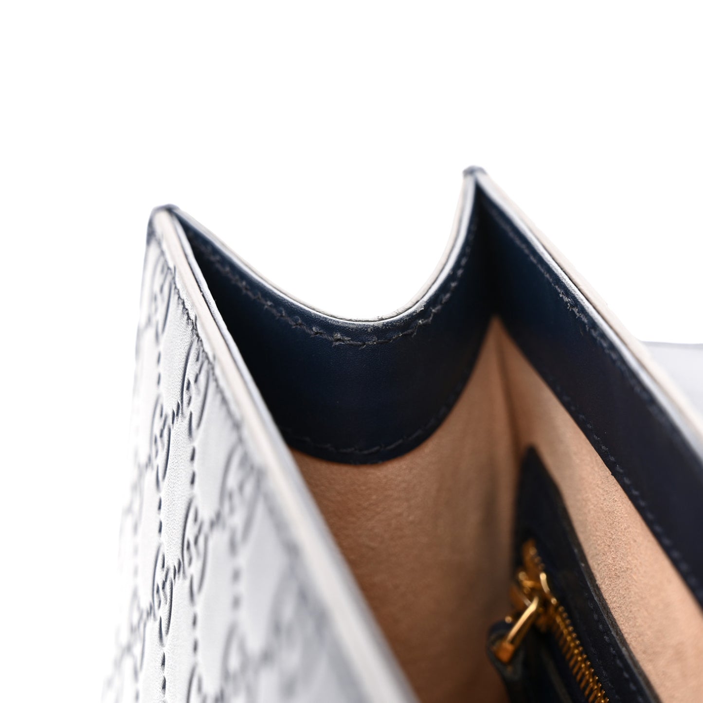 Guccissima Signature Small Padlock Top Handle Bag Blue Agata