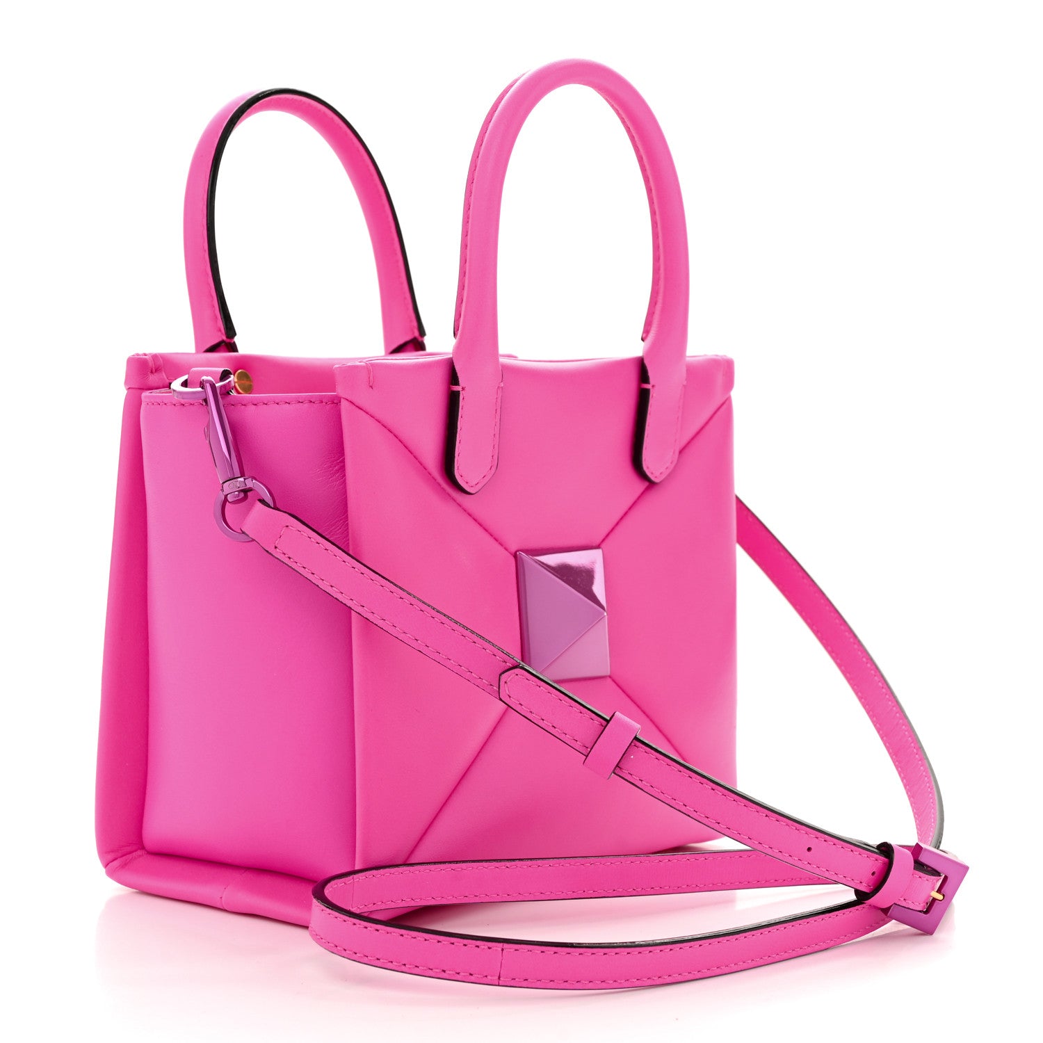 Valentino Garavani Nappa Tonal Monochrome Small One Stud Handbag Pink PP 3 of 10