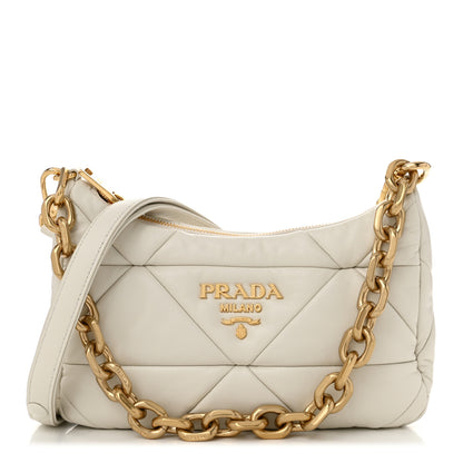 Prada Nappa Triangle Quilted Patchwork System Bag Bianco 1 of 10