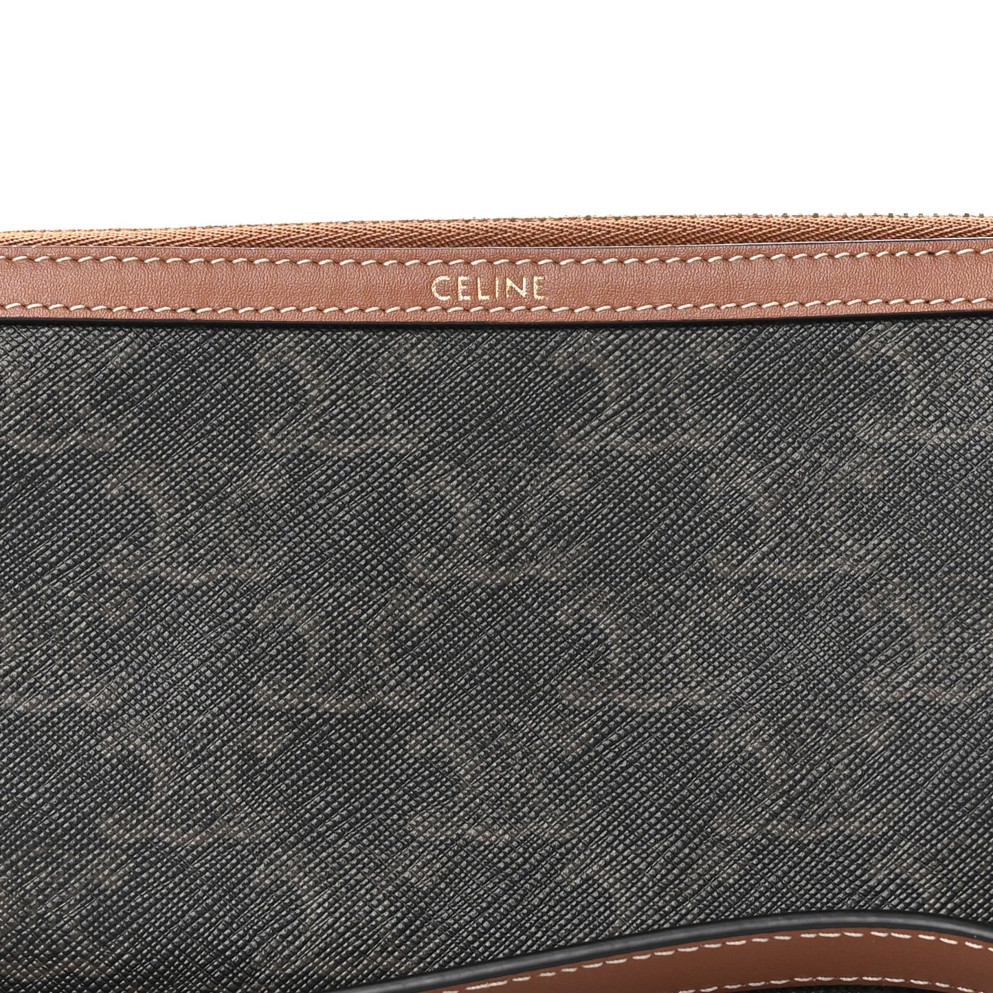 Triomphe Calfskin Long Pouch With Strap Tan