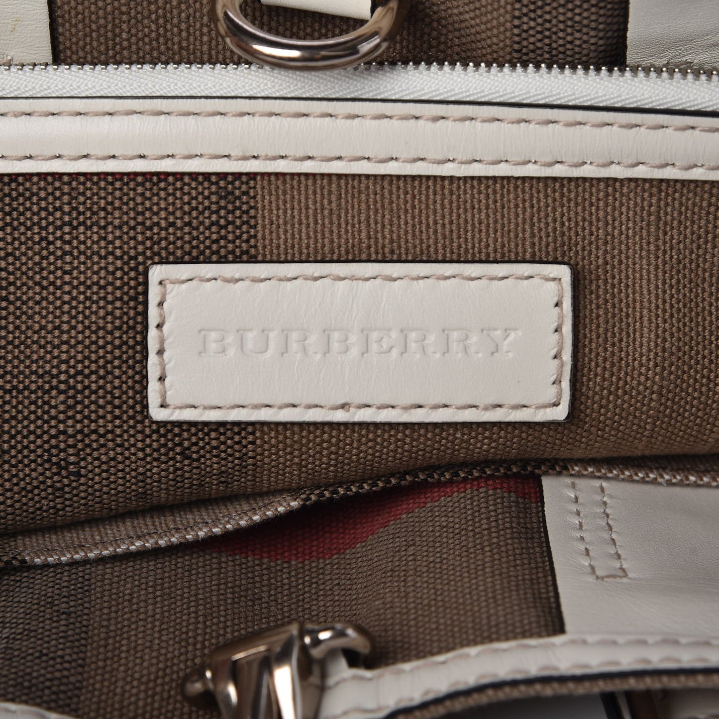 Canvas Mega Check Medium Tottenham Brit Tote White