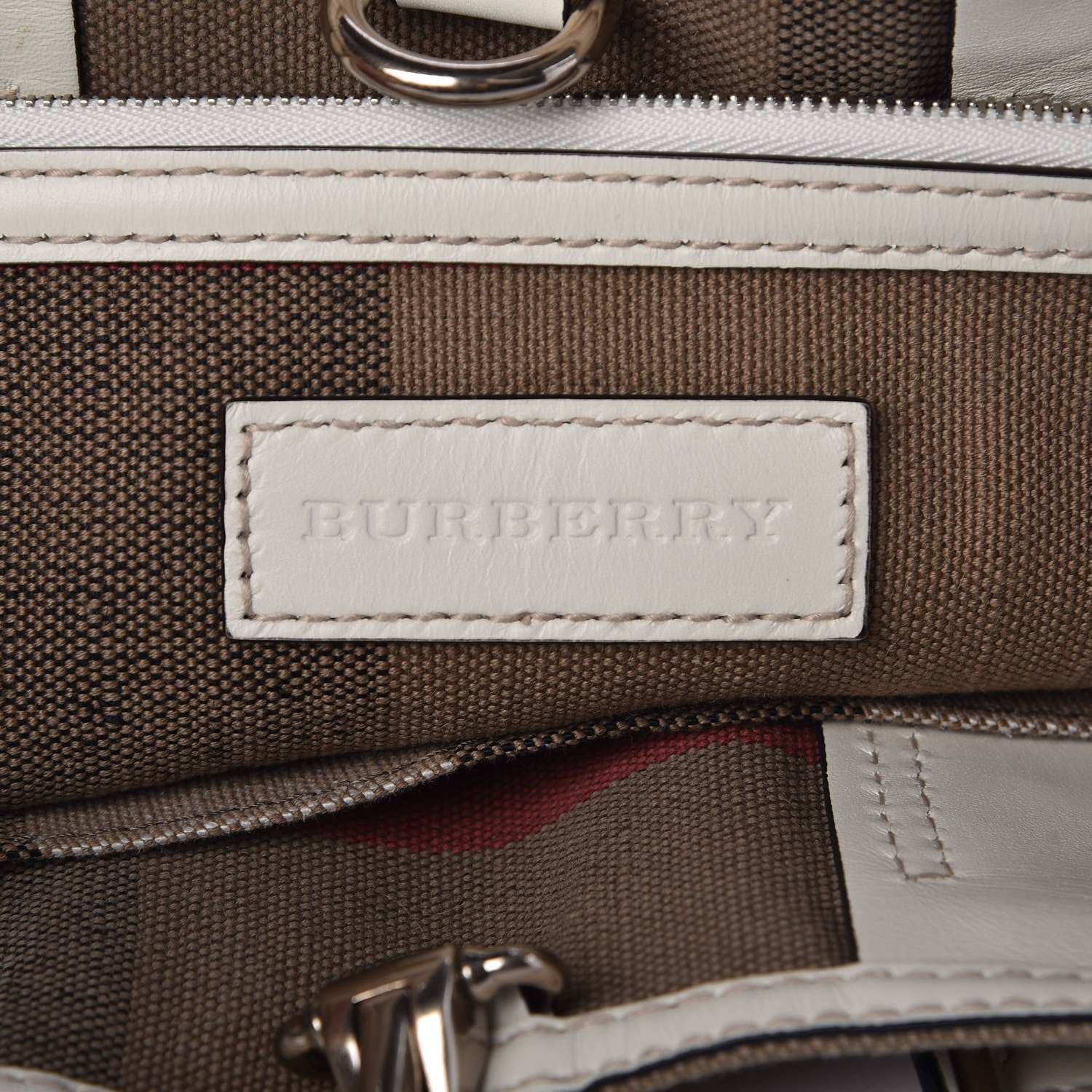 Burberry Canvas Mega Check Medium Tottenham Brit Tote White 6 of 7