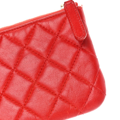 Chanel Lambskin Quilted Small Cosmetic Case Red 10 of 10