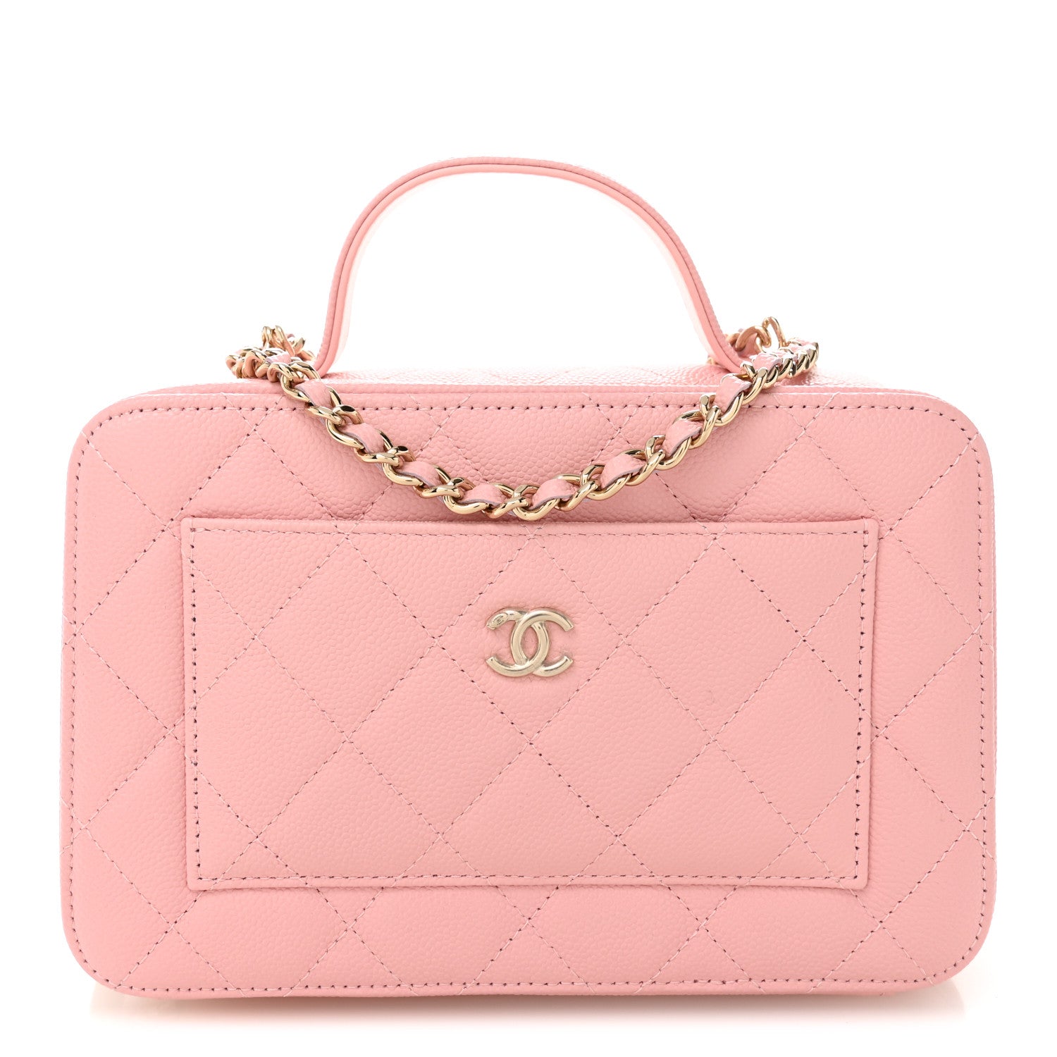 Chanel Caviar Quilted Top Handle Vanity With Chain Light Pink 1 of 10