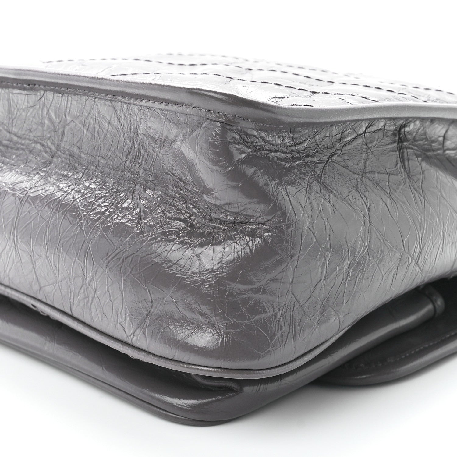 Saint Laurent Crinkled Calfskin Matelasse Monogram Medium Niki Chain Satchel Fog 12 of 13