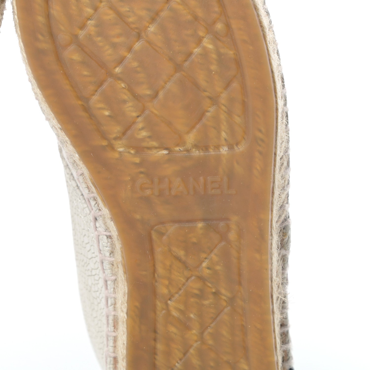 Chanel Crackled Calfskin High Top Espadrilles 39 Light Beige Black 7 of 12