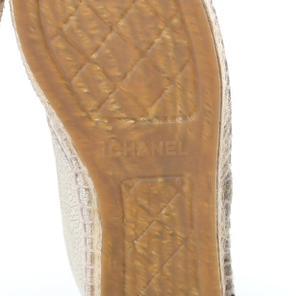 Chanel Crackled Calfskin High Top Espadrilles 39 Light Beige Black 7 of 12