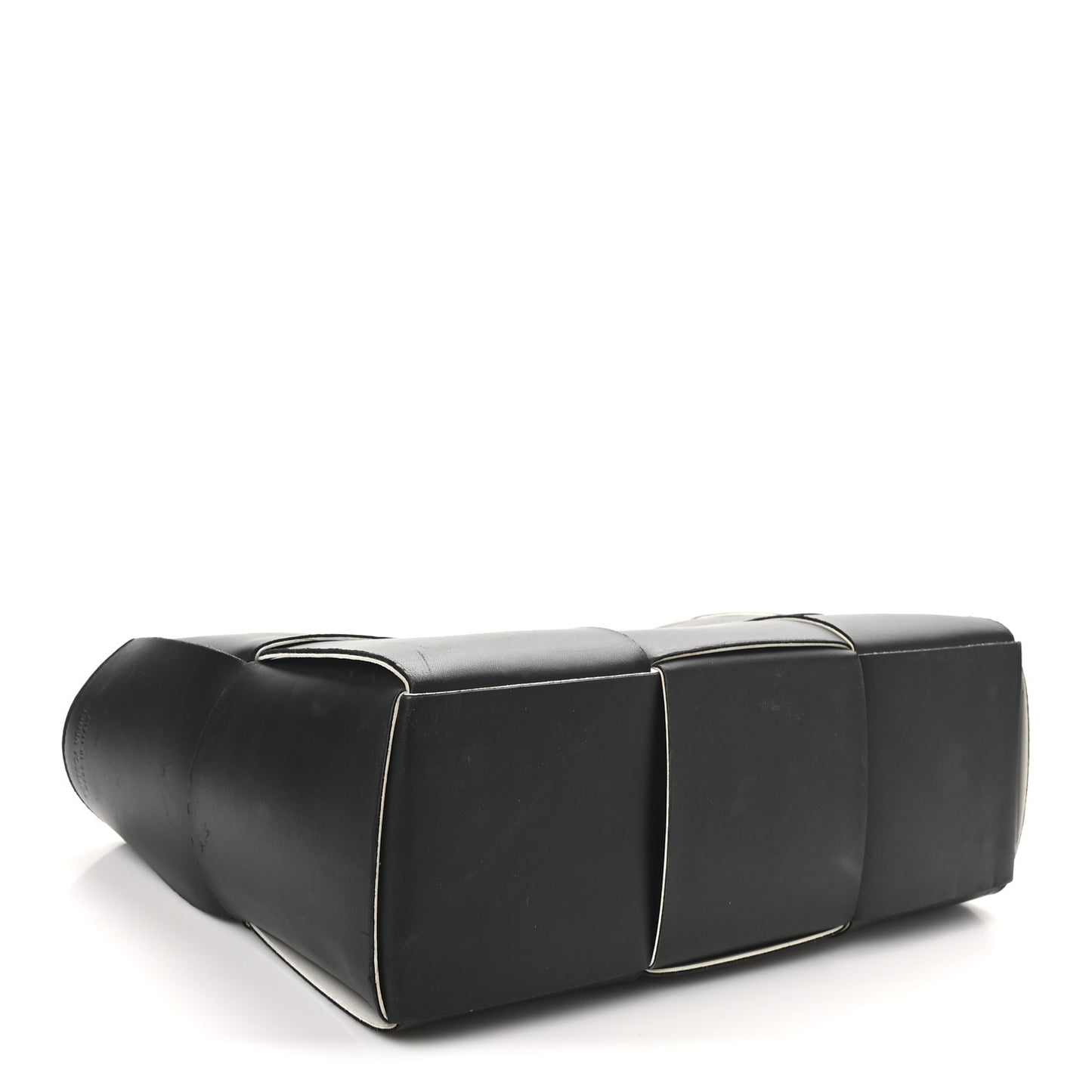 Nappa Maxi Intrecciato Medium Arco Tote Black White