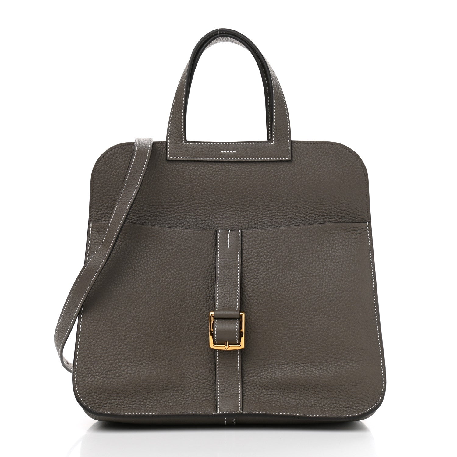 Hermes Taurillon Clemence Halzan 31 GM Etoupe 3 of 11