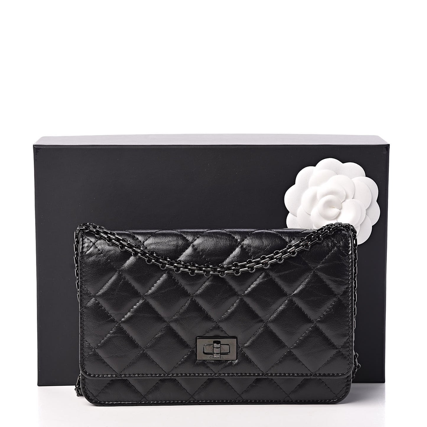 Aged Calfskin Quilted Reissue Wallet On Chain WOC So Black