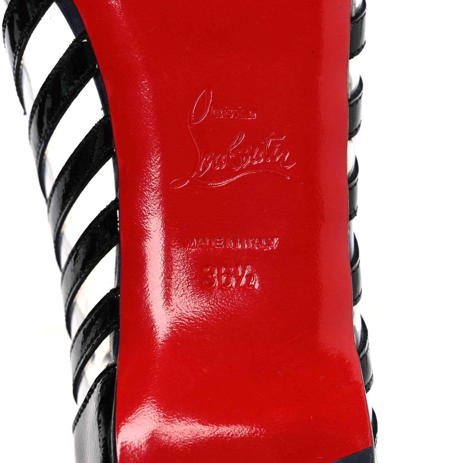 Christian Louboutin Patent PVC Striped A6 Flats 36.5 Black 8 of 9